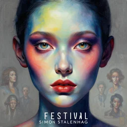 close up sci - fi festival poster art simon stalenhag eldritch eyes, multicolored skin, elegant, highly detailed, centered, digital painting, concept art, smooth, sharp focus, illustration, artgerm, tomasz alen kopera, peter mohrbacher, donato giancola, joseph christian leyendecker, wlop, frank frazetta