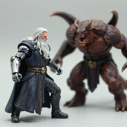 gandalf with cyborg eye and robotic arm battling a balrog 3 5 mm photograph