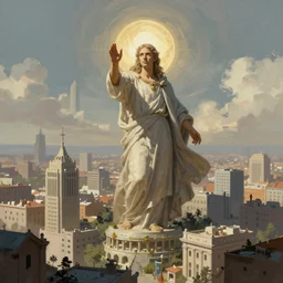 god creating a city, concept art, digital painting,