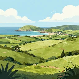 a beautiful landscape of reunion island illustration by josan gonzalez, trending on artstation