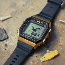 a messy 8 0 s painting of a casio databank watch, artstation