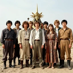 a wide full shot, russian and japanese mix 1 9 8 0 s historical fantasy of a photograph taken of a deities attributes, photographic portrait, high - key lighting, warm lighting, overcast flat midday sunlight, 1 9 8 2 life magazine photograph, photojournalism from the new york times.
