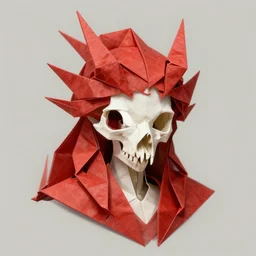 stunning origami goddesse dragon skull portrait, skull, crimson, fantasy, intricate, elegant, highly detailed, digital painting, artstation, concept art, smooth, sharp focus, illustration, art by afshar petros and krenz cushart and artem demura and tony sandoval