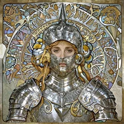 masterpiece head-on symmetrical centered portrait, Elisha Cuthbert as a RPG warrior, ornate full metal armour, blonde hair, Pre raphaelite art style, gothic, victorian, elegant, distant, in the style of Edgar Maxence and Ross Tran and Zdzisław Beksiński and Gustave Doré and Michael Whelan and and Mucha, specular highlights, 8k, Octane Render