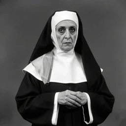 antique black and white photograph of an old evil catholic nun, studio lighting, 1 8 7 6, shorpy, hyper detailed