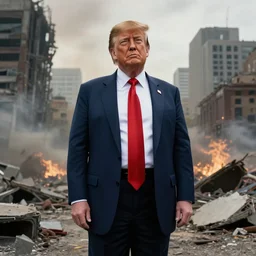 donald trump in a post apocalyptic city