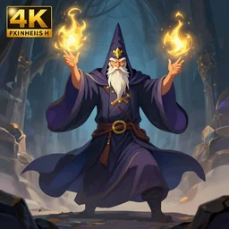 wizard casting a spell, digital art, 4 k, fantasy,