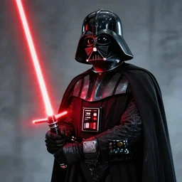 Darth Vader with a red lightsaber by Beksinski, Luis Royo