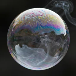 soap bubble's iridescent surface, swirling, color, smoke, fluid, highly detailed