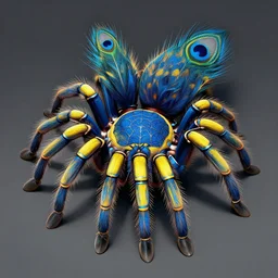 electric blue Spider-Man inspired by a peacock tarantula, official concept art, blue and yellow spiderman, blue accents