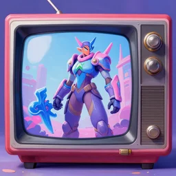 game asset of old tv and screen, in gouache detailed paintings, props, stylized, 2 d sprites, kitbash, arcane, overwatch, blue and pink color scheme, 8 k, close up