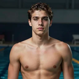 portrait of a handsome young mexican swimmer, art by denys tsiperko and bogdan rezunenko and franz xaver kosler, hyperrealism