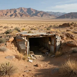 abandoned hidden bunker in the mountains with big desert National Geographic photograph Greg Rutkowski ArtStation, Deviantart HD screenshot