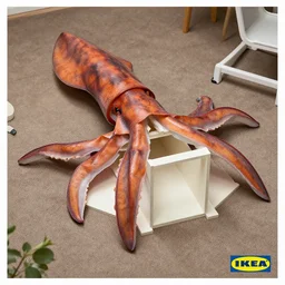 giant squid sea animal assembling ikea furniture, 4 k