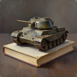 tank in the shape of a book, oil painting, artstation, dramatic lighting,, beautiful