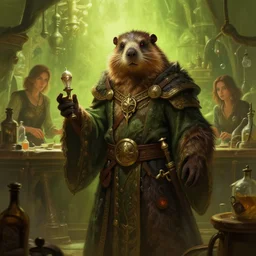 epic professional digital art of male orc marmot wizard in apothecary lab, chartreuse ambient light, painted, heroic, mythic, detailed, intricate, leesha hannigan, wayne haag, reyna rochin, ignacio fernandez rios, best on artstation, cgsociety, epic, stunning, gorgeous, much wow, cinematic