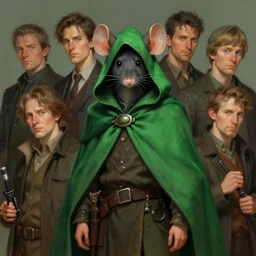 portrait of the mousefolk hunter wearing green cape and hood by artgerm and Craig Mullins, James Jean, Andrey Ryabovichev, Mark Simonetti and Peter Morbacher 16k