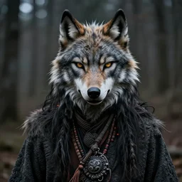 shaman in a wolf mask