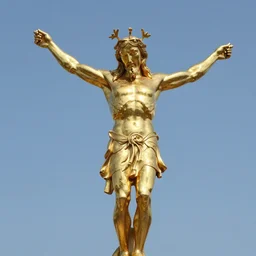 god moloch statue, gold, digital art, classical art, sharp focus, clear sky, muscular