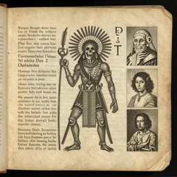 Ancient codex featuring the writings and illustrations of a Filipino death cult, System Shock 2, Deus Ex, by Nam June Paik, Maya Deren, Pieter Bruegel the Elder, Shiro Takatani