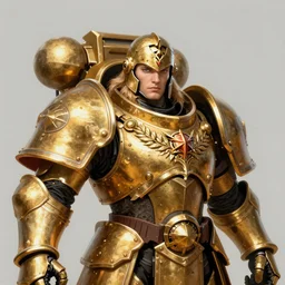 warhammer 40k, half-lenght portrait of Emperor of Mankind, gold armor without helmet, very beautiful face, long hair, digital art, illustration, fine details, cinematic, highly detailed, octane render