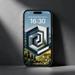 “studio photograph of an iPhone designed by MC Escher”