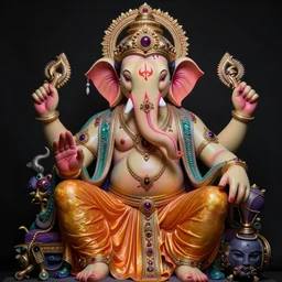 lisa frank pattern fantasy character portrait of ganesha, ultra realistic, wide angle, intricate details, blade runner artifacts, highly detailed by peter mohrbacher, wayne barlowe, boris vallejo, hajime sorayama aaron horkey, gaston bussiere, craig mullins
