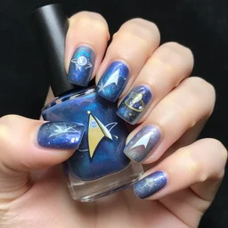 united federation of planets ( star trek ) themed nail polish art!