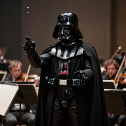 film still of Darth Vader conducting an orchestra live, 4k
