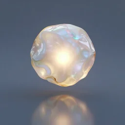 illuminated nacreous nimbus nurbs suspended in a reflection, oddly satisfying Cinema 4d render