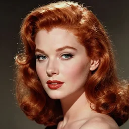stunning award - winning portrait by peter lindbergh of a beautiful young redheaded woman. vintage 1 9 4 0 s hollywood glamour. glossy shiny hair. high fashion makeup. canon 5 0 mm.