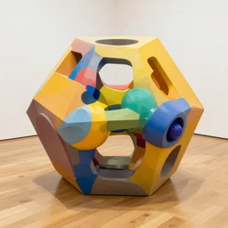 a coloured 3 d octane model of a brutalism art gallery with wooden floor, highly detailed