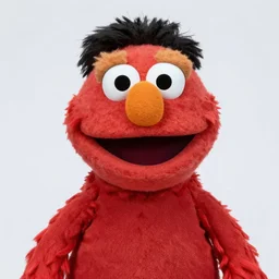 portrait of muppet puppet cloth danny devito as a muppet puppet in sesame street drinking a glass of orange juice, dlsr photo, studio lighting, sigma lens, rim light, fur