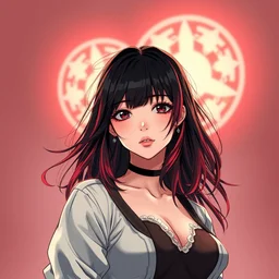 anime girl with red - black hair in the soviet pioneer form, manga, katsura masakazu, intricate, detailed, studio lighting, ilya kuvshinov, anatomically correct, concept art, digital