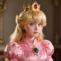 young girl crowned princess peach from mario of the roman empire