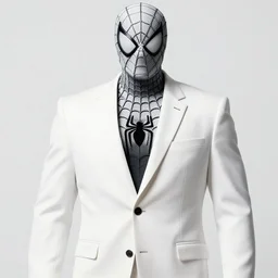 photorealistic. hyperdetailed. photograph. white and black suit. spider - man. by john romita jr.
