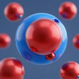 metallic red spheres with on blue sphere, hyperdetailed, artstation, cgsociety, 8 k