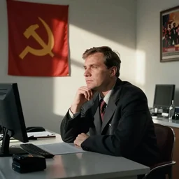 pschyatrist at his office thinking about soviet revolution
