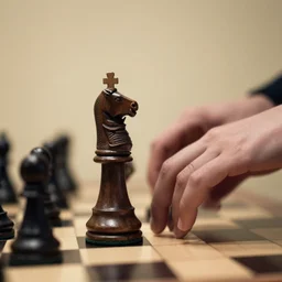 knight chess piece playing piano