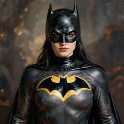 a portrait of the super muscular batwoman, pixiv, hyperrealistic