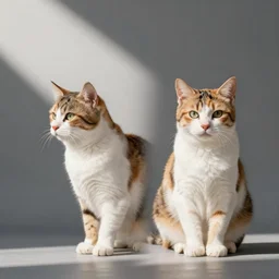 a calico kitty side view and front view