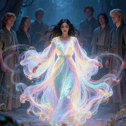 medium shot, maya ali, wind sorcerer,, luminescent, fantasy robe, colorful swirly magic ripples, pastel colours, by greg manchess, huang guangjian, gil elvgren, sachin teng, greg rutkowski, jesper ejsing, ilya kuvshinov