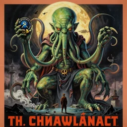 Soviet propaganda poster about Cthulhu