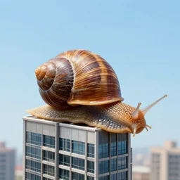 a snail with a skyscraper building for a shell, realistic, detailed