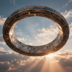 stargate made of stone that form a circle, cinematic view, epic sky, detailed, concept art, low angle, high detail, warm lighting, volumetric, godrays, vivid, beautiful, trending on artstation, by jordan grimmer, huge scene