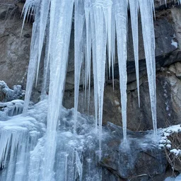 wall full of icicle paths