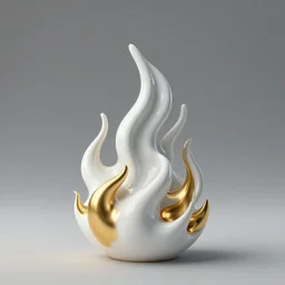 liquid flow of porcelain and gold in flame shape, smooth 3d render