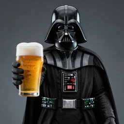 still of darth vader rising a pint beer in the star wars movie, hyperrealistic, unreal engine, octane render, 4 k, detailed, studio lighting,