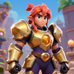 portrait clementine with hexa armor, octane render, detailed, brawl stars, unreal engine 5, cinema 4 d cinematic, artstation, greg rutkowski, clash of clan, clash royal