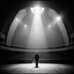 movie still of a sphere hall, cinestill 8 0 0 t black and white, by andrei tarkovsky, heavy grain, high quality, high detail, ultra wide lens, cinematic composition, dramatic light, lens flares, anamorphic volumetric light